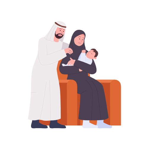 Happy Arabian Family Father and Mother See Newborn Baby removebg preview