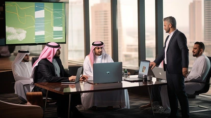 saudi arab business man team working laptop company job office meeting success corporate employee 1
