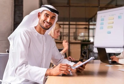 portrait young woman using mobile phone while sitting office 1 1